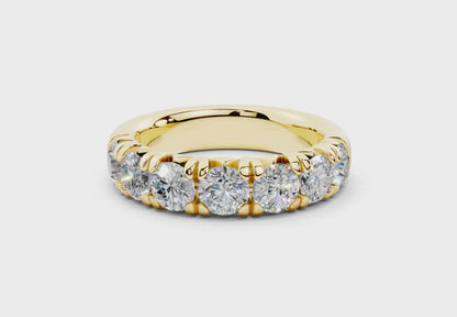 2 Carat 18K Gold French Half Pavé Slim Lab-Grown Diamond Ring