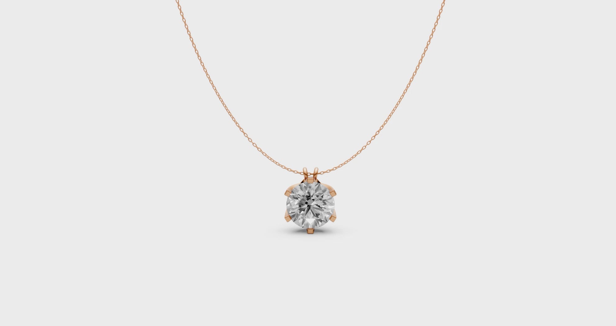Round Diamond Pendant in 18KT Gold Six-Prong Scallop Setting.