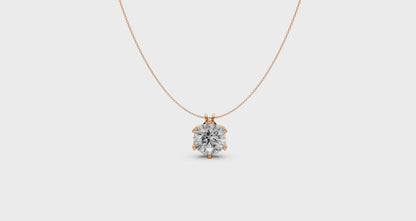 Round Diamond Pendant in 18KT Gold Six-Prong Scallop Setting.