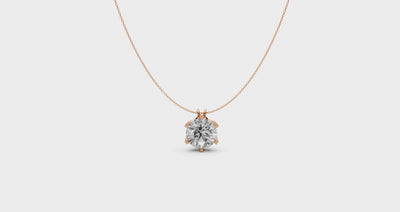 Round Diamond Pendant in 18KT Gold Six-Prong Scallop Setting.