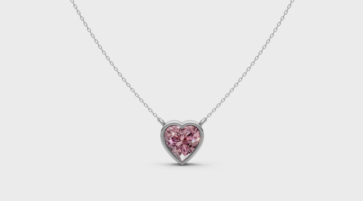 Pink Heart Lab Grown Diamond Pendant – Rare Shades Collection, 18k White Gold