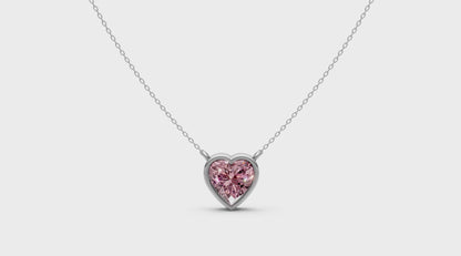 1ct Pink Heart Lab Grown Diamond Pendant – Rare Shades Collection, 18k White Gold