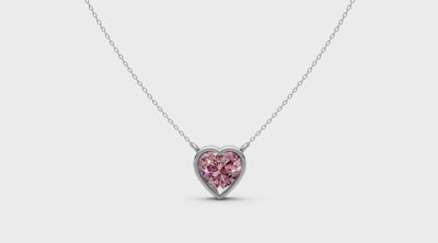 Pink Heart Lab Grown Diamond Pendant – Rare Shades Collection, 18k White Gold