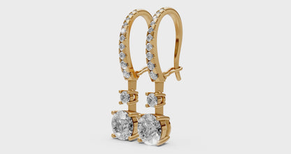 18K Gold Hoop Earrings with 1 CT Solitaire Lab-Grown Diamonds