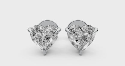 Heart-Shaped Stud Earrings with 0.5 CT Lab-Grown Diamonds in 18K Gold