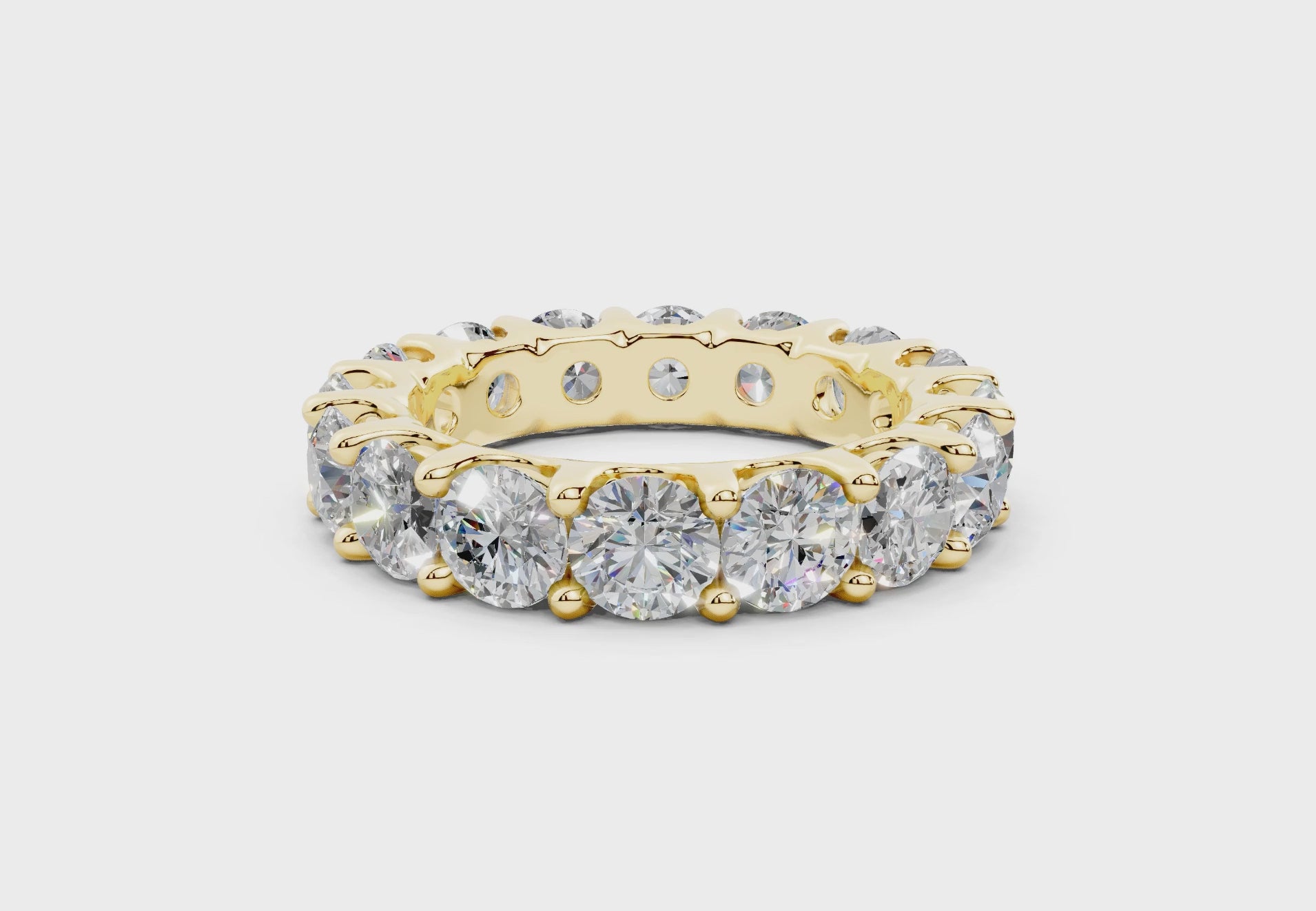 4 Carat 18K Gold Low Dome Basket Lab-Grown Sleek Comfort Diamond Eternity Ring - Yellow Gold - Yellow Gold - Yellow Gold#Material_Yellow Gold#