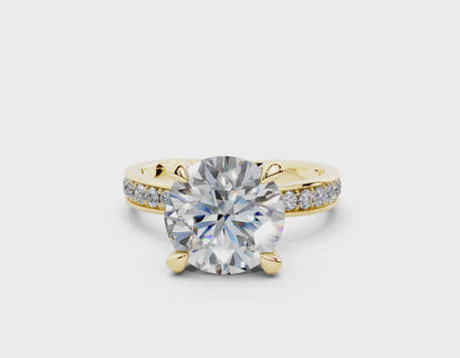 18K Gold Comfort Half Pavé Diamond Engagement Ring 3 Carat