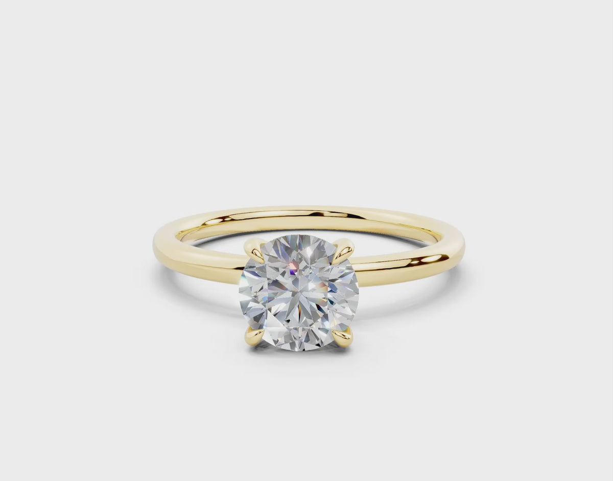 18K Gold Claw Prong Sleek Solitaire Diamond Engagement Ring 1 Carat - Yellow Gold#Material_Yellow Gold#