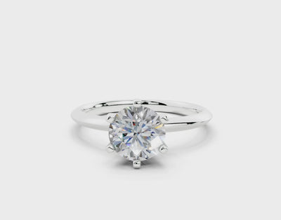 18k Gold Classic (Six Prong) Diamond Solitaire Engagement Ring 1 Carat - White Gold#Material_White Gold#