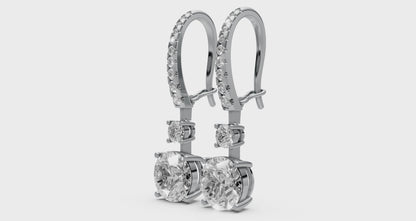 18K Gold Hoop Earrings with 2 CT Solitaire Lab-Grown Diamonds