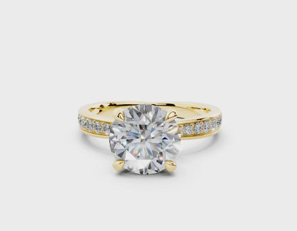 18K Gold Comfort Half Pavé Diamond Engagement Ring 2 Carat