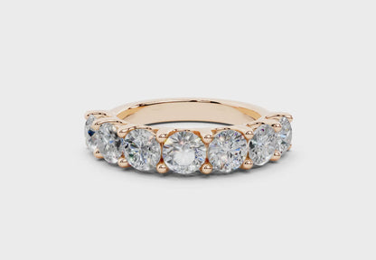 2 Carat 18K Gold Claw Prong Contour Lab-Grown Seven Diamond Half Eternity Ring
