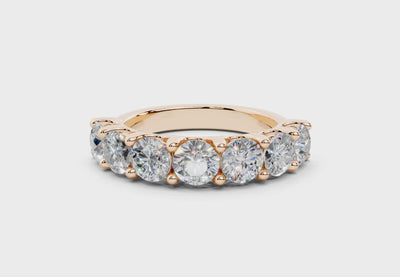 2 Carat 18K Gold Claw Prong Contour Lab-Grown Seven Diamond Half Eternity Ring - Rose Gold#Material_Rose Gold#