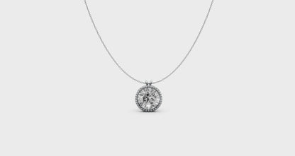 Round Diamond Pendant in 18KT Gold Milgrain Bezel