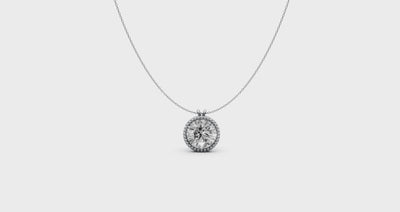 Round Diamond Pendant in 18KT Gold Milgrain Bezel