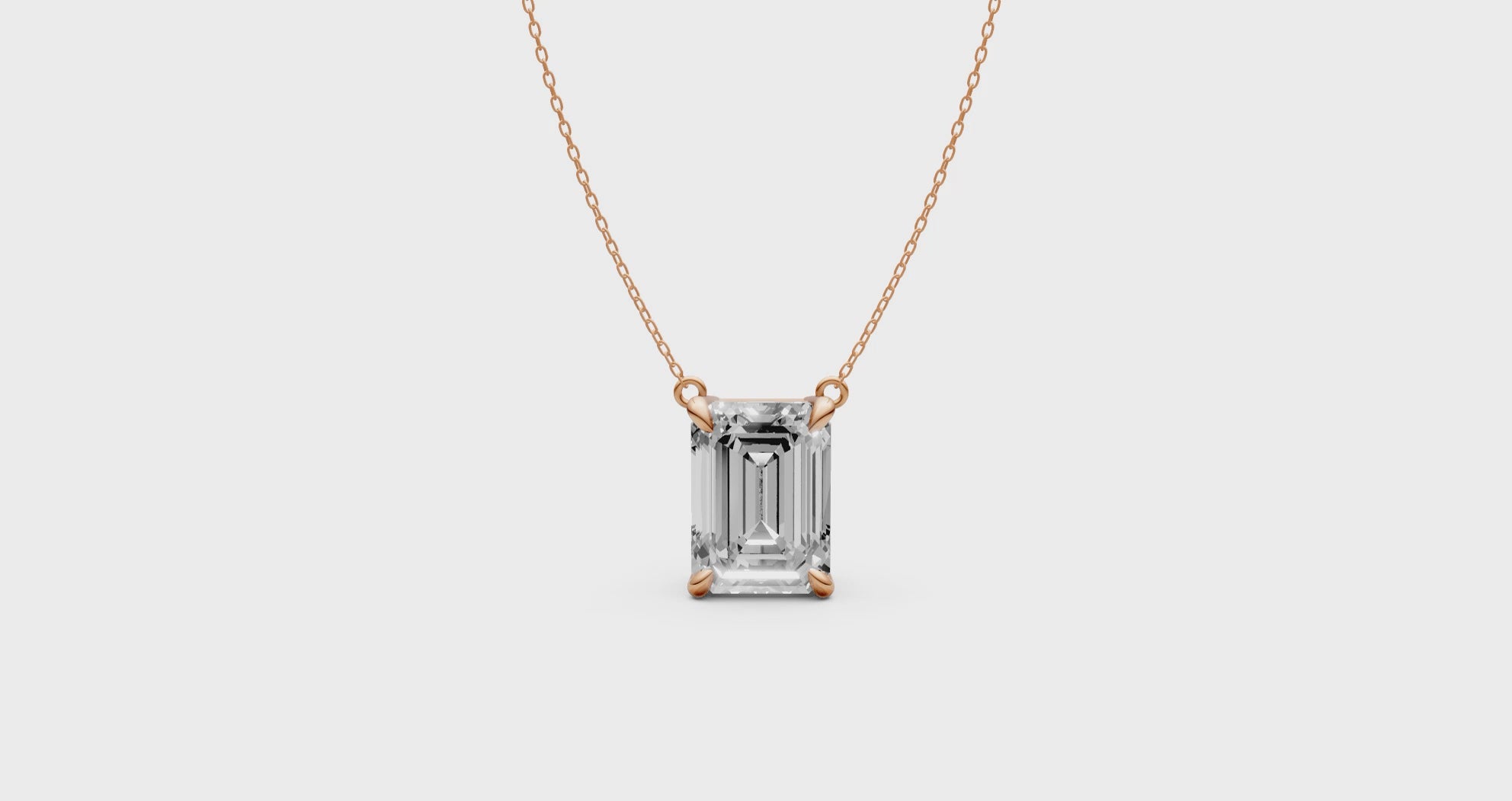 Emerald Cut Diamond Pendant in 18KT Gold Four-Prong