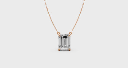 Emerald Cut Diamond Pendant in 18KT Gold Four-Prong