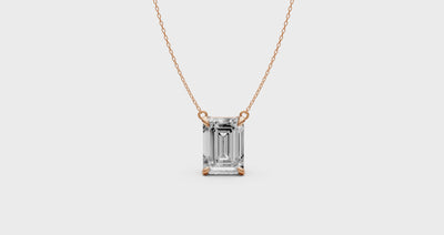 Emerald Cut Diamond Pendant in 18KT Gold Four-Prong