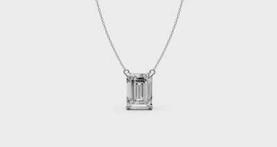 Emerald Cut Diamond Pendant in 18KT Gold Four-Prong