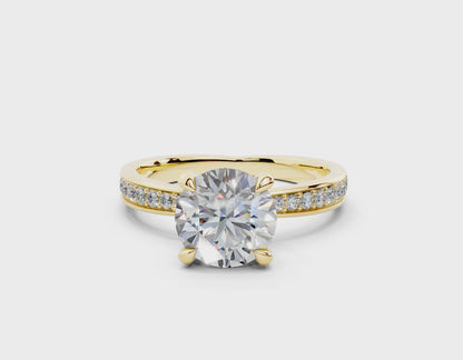 18K Gold Comfort Half Pavé Diamond Engagement Ring 1.5 Carat
