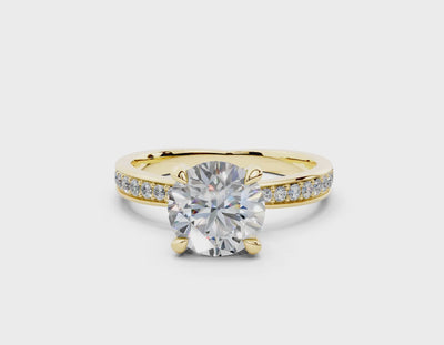 18K Gold Comfort Half Pavé Diamond Engagement Ring 1.5 Carat - Yellow Gold#Material_Yellow Gold#