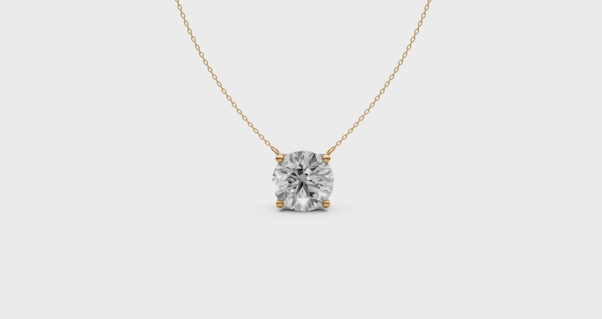 Round Diamond Solitaire Pendant in 18KT Gold, Four-Prong