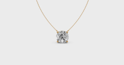 Round Diamond Solitaire Pendant in 18KT Gold, Four-Prong