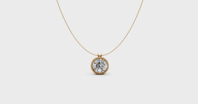 Round Diamond Pendant in 18KT Gold Milgrain Bezel