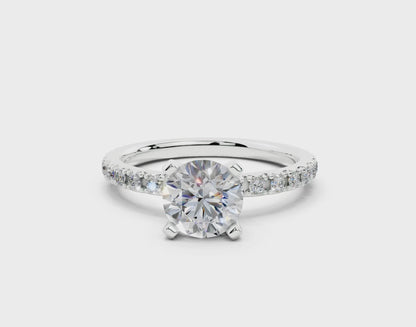 18K Gold French Cut Half Pavé Diamond Engagement Ring 1 Carat