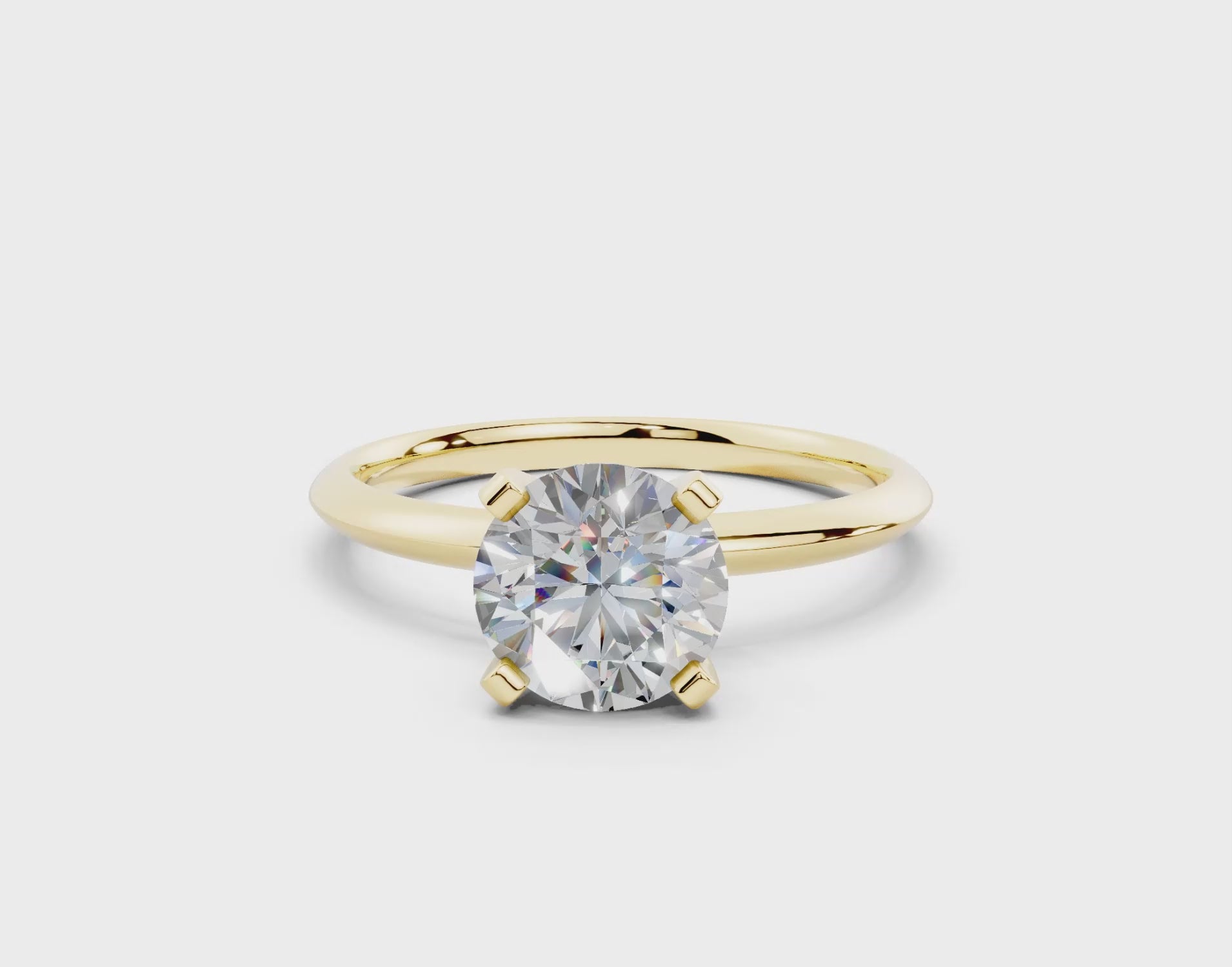 18K Gold Solitaire Knife Edge Round Diamond Engagement Ring 1 Carat - Yellow Gold#Material_Yellow Gold#