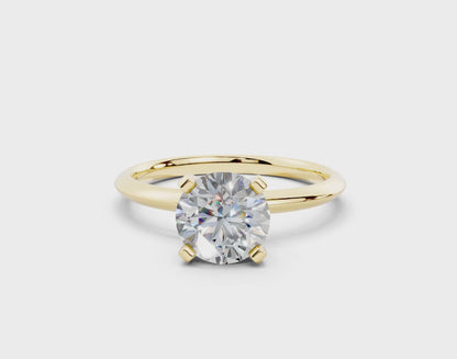 18K Gold Solitaire Knife Edge Round Diamond Engagement Ring 1 Carat