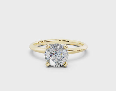 18K Gold Solitaire Knife Edge Round Diamond Engagement Ring 1 Carat - Yellow Gold#Material_Yellow Gold#