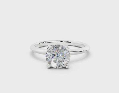 18K Gold Solitaire Knife Edge Round Diamond Engagement Ring 1 Carat - White Gold#Material_White Gold#