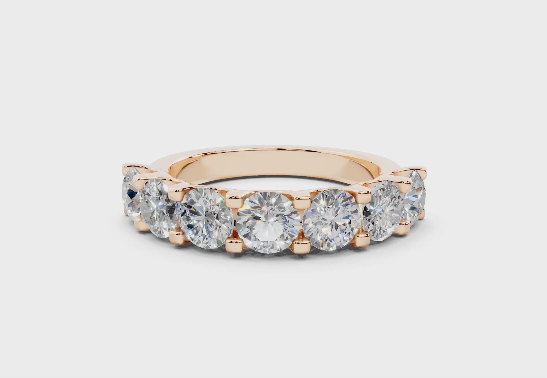 2 Carat 18K Gold Half Pavé Lab-Grown Comfort Diamond Ring - Rose Gold#Material_Rose Gold#