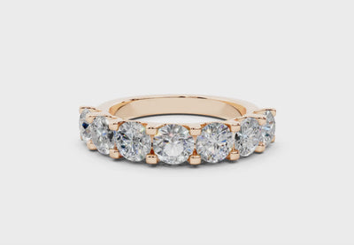 2 Carat 18K Gold Half Pavé Lab-Grown Comfort Diamond Ring - Rose Gold#Material_Rose Gold#