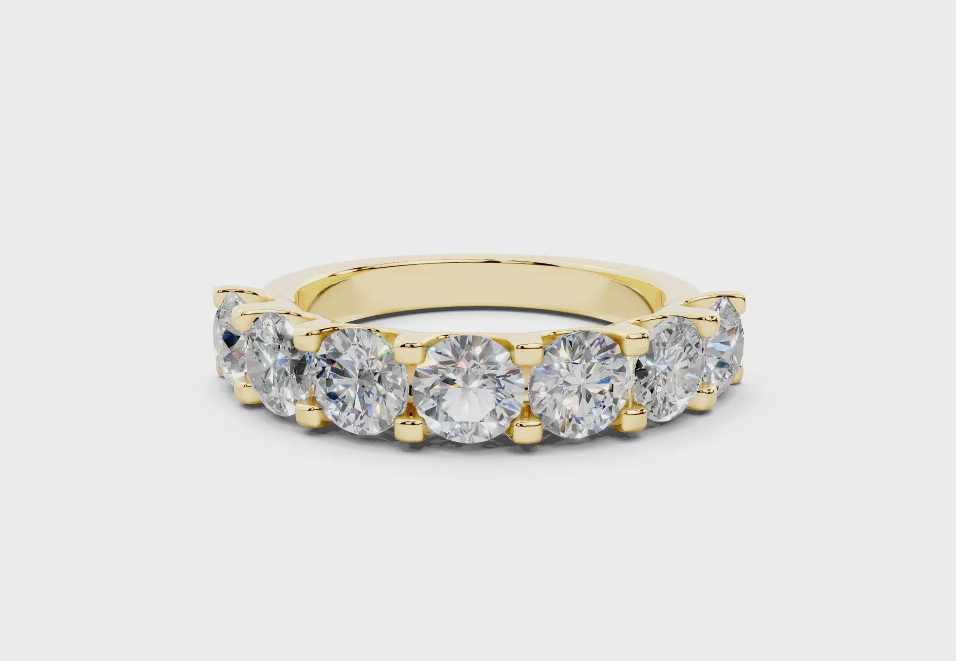 2 Carat 18K Gold Half Pavé Lab-Grown Comfort Diamond Ring - Yellow Gold#Material_Yellow Gold#