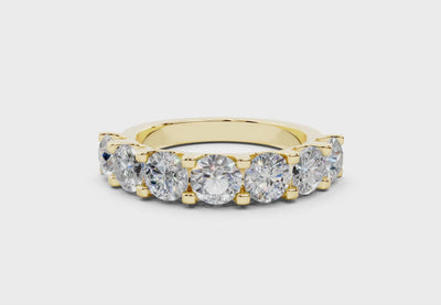 2 Carat 18K Gold Half Pavé Lab-Grown Comfort Diamond Ring - Yellow Gold#Material_Yellow Gold#
