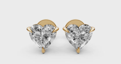 Heart-Shaped Stud Earrings with 0.5 CT Lab-Grown Diamonds in 18K Gold