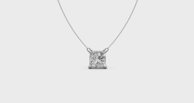 Princess Cut Diamond Pendant in 18KT Gold Four-Prong