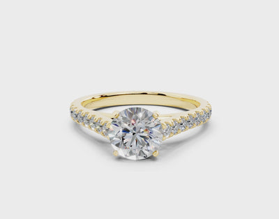 18K Gold Sleek Prong Round Shaped Diamond Engagement Ring 1 Carat - Yellow Gold#Material_Yellow Gold#