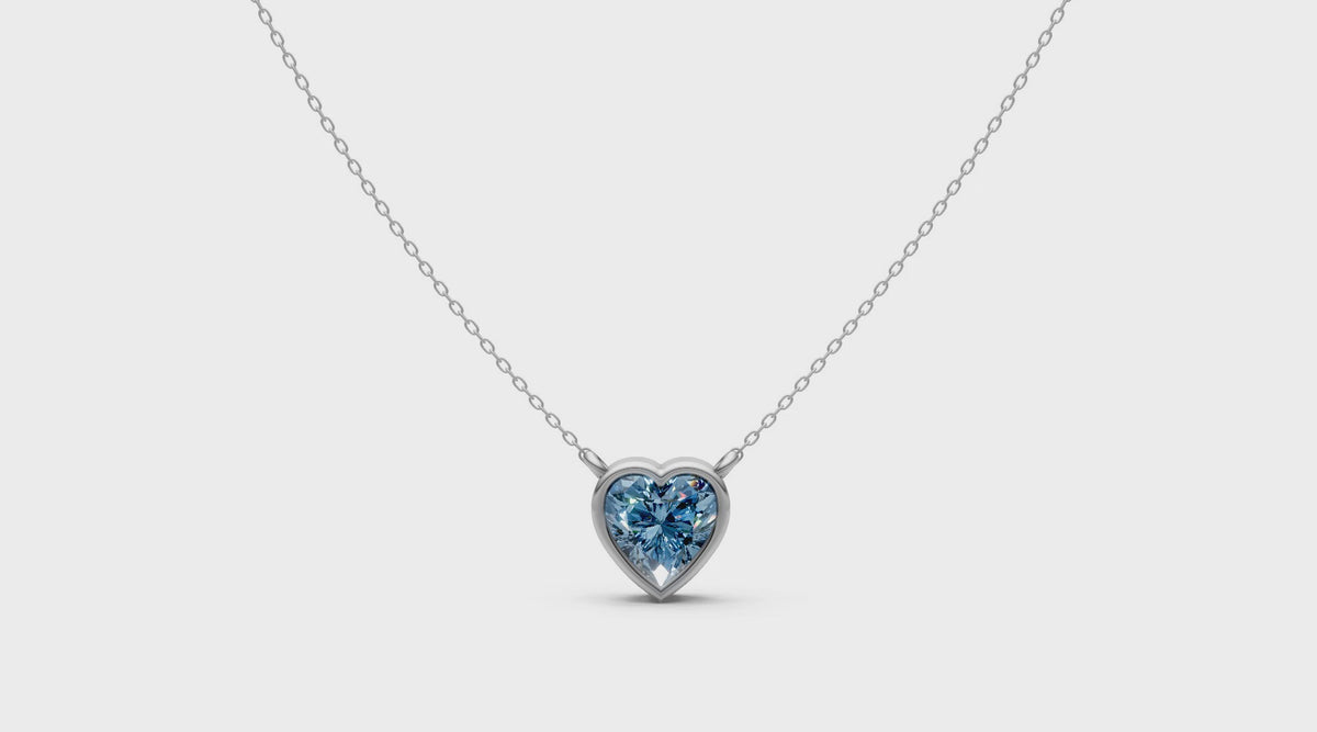 Blue Heart Lab Grown Diamond Pendant – Rare Shades Collection, 18k White Gold