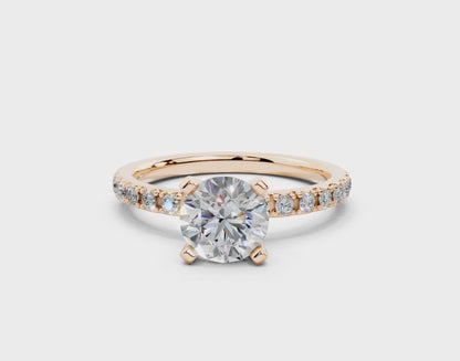 18K Gold French Cut Half Pavé Diamond Engagement Ring 1 Carat