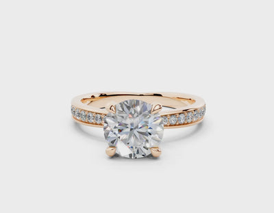 18K Gold Comfort Half Pavé Diamond Engagement Ring 1.5 Carat - Rose Gold#Material_Rose Gold#