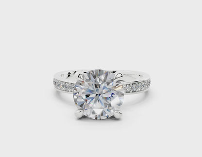 18K Gold Comfort Half Pavé Diamond Engagement Ring 2.5 Carat