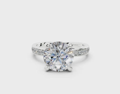 18K Gold Comfort Half Pavé Diamond Engagement Ring 2.5 Carat - White Gold#Material_White Gold#