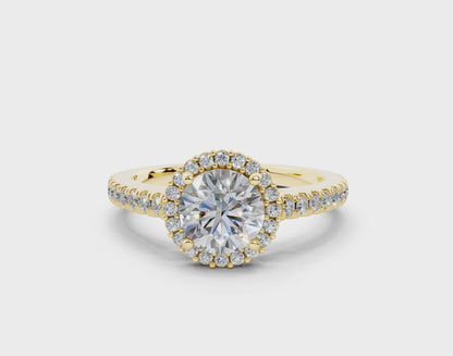 18K Gold Comfort Petite Halo Diamond Engagement Ring 1 Carat