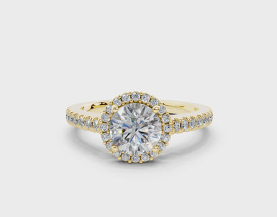 18K Gold Comfort Petite Halo Diamond Engagement Ring 1 Carat - Yellow Gold#Material_Yellow Gold#