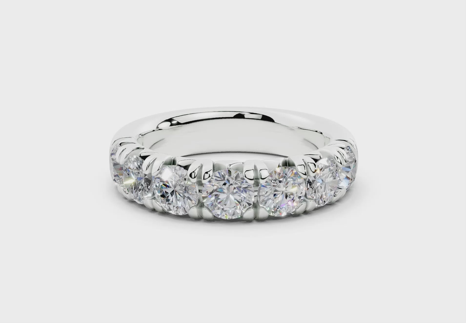 2 Carat 18K Gold French Half Pavé Slim Lab-Grown Diamond Ring - White Gold#Material_White Gold#