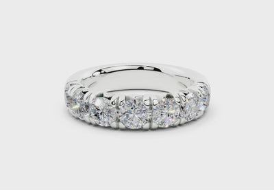 2 Carat 18K Gold French Half Pavé Slim Lab-Grown Diamond Ring - White Gold#Material_White Gold#