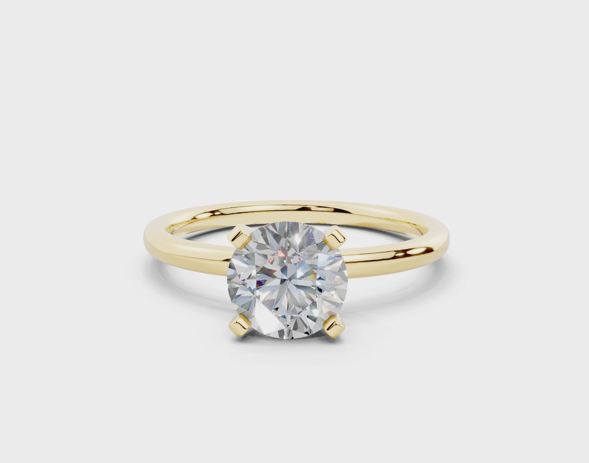 18K Gold Sleek Comfort Diamond Engagement Ring 1 Carat - Yellow Gold#Material_Yellow Gold#